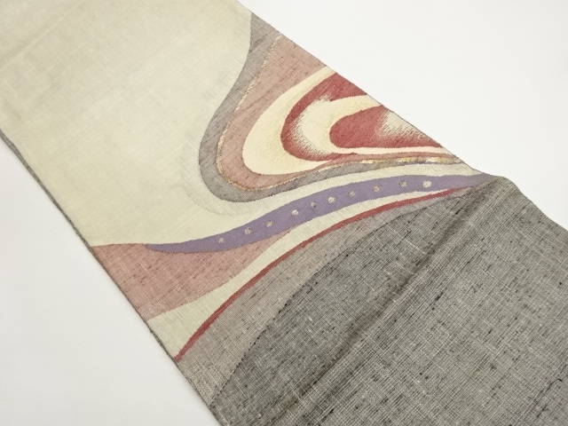 JAPANESE FUKURO OBI / TSUMUGI / KIN-TOSHI / WOVEN ABSTRACT